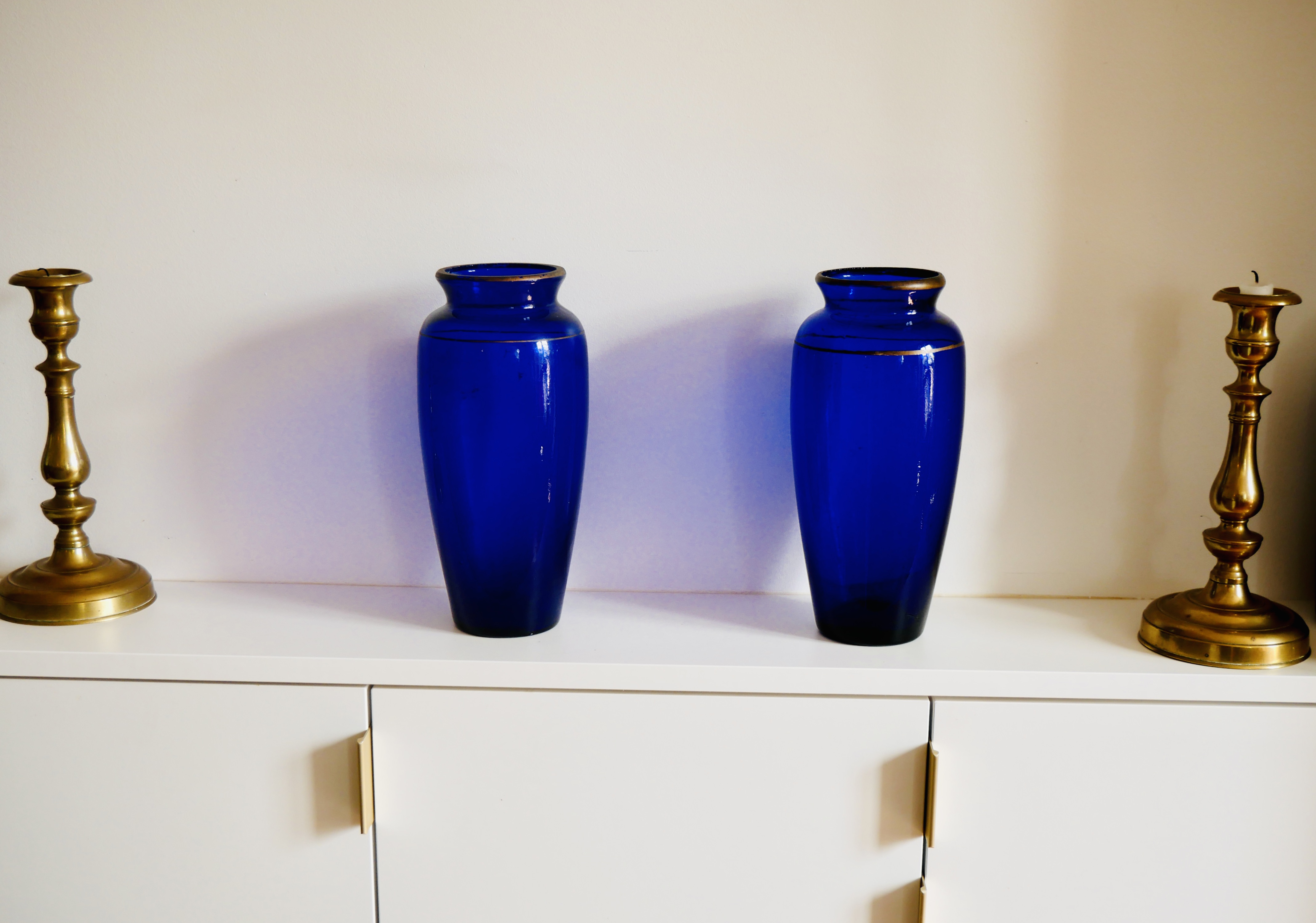 Paire de Vases Bleu Cobalt avec Liseré Doré, France - 6