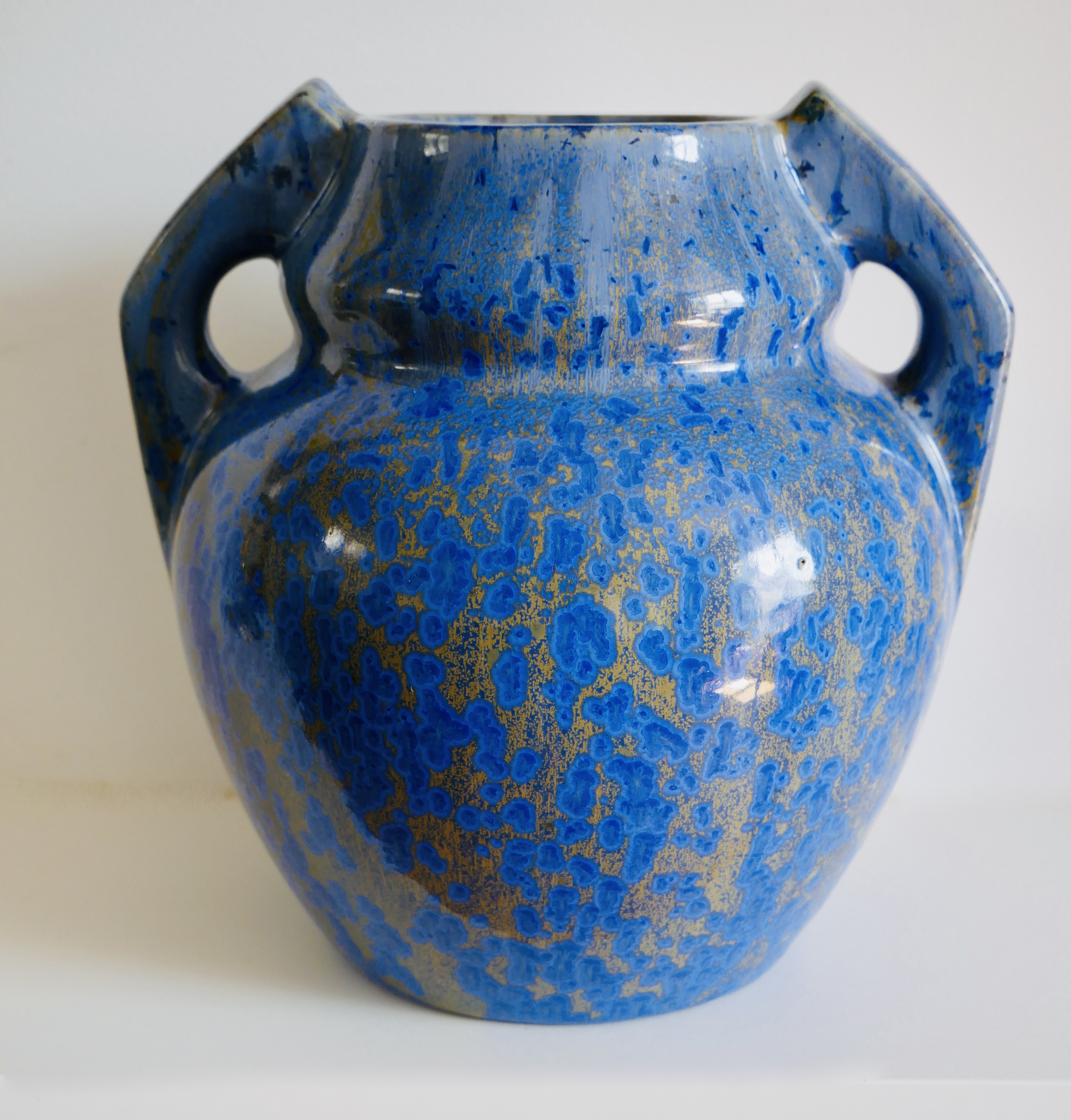 Vase Art Deco, Pierrefonds, Bleu et Or, France - 2