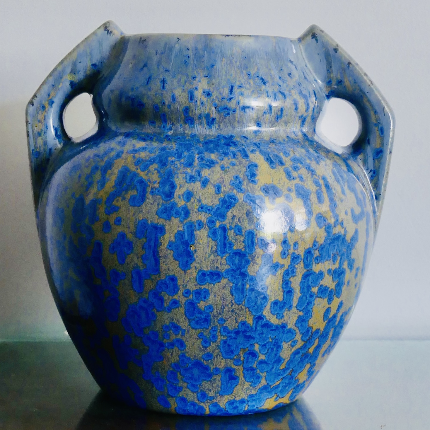Vase Art Deco, Pierrefonds, Bleu et Or, France - 4