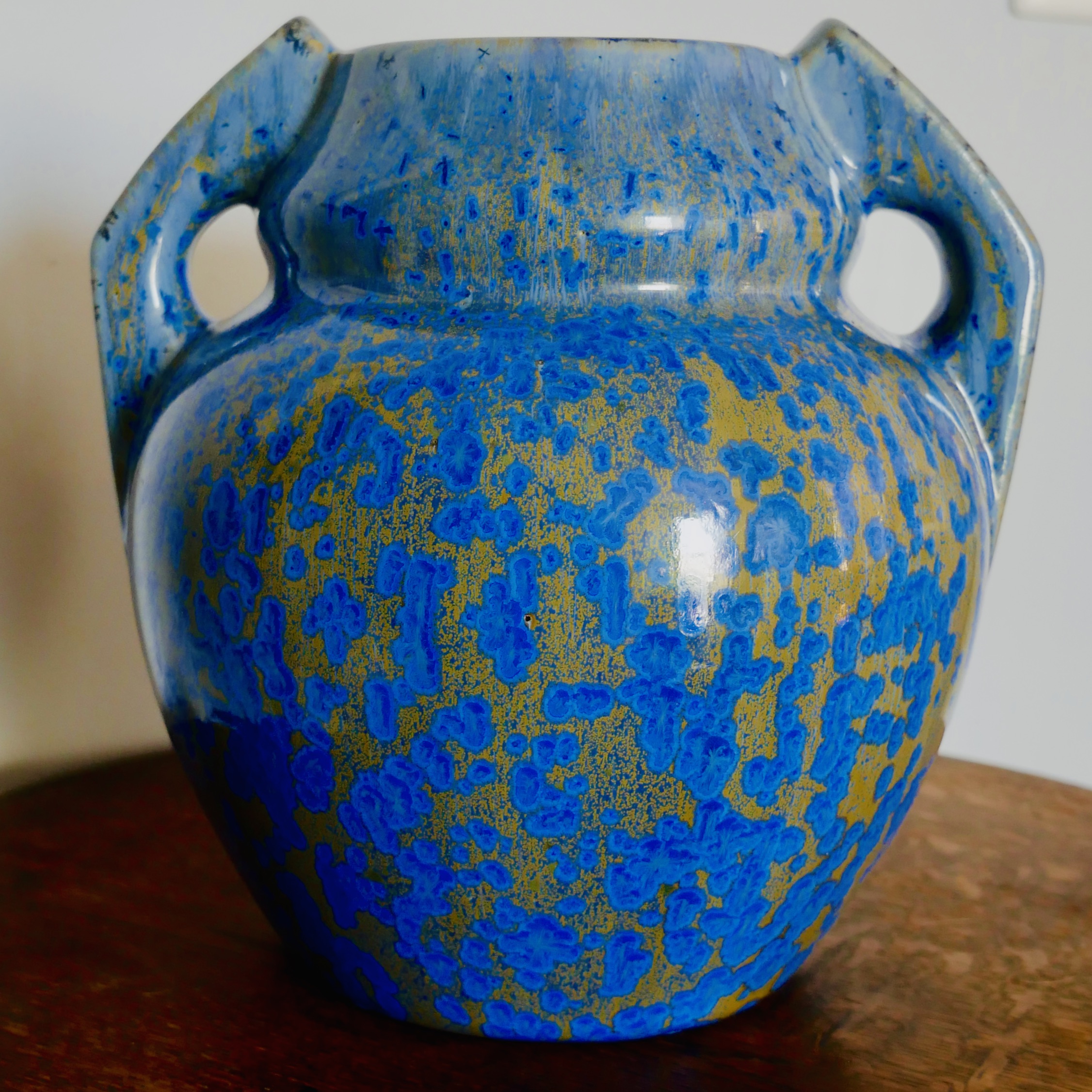 Vase Art Deco, Pierrefonds, Bleu et Or, France - 8