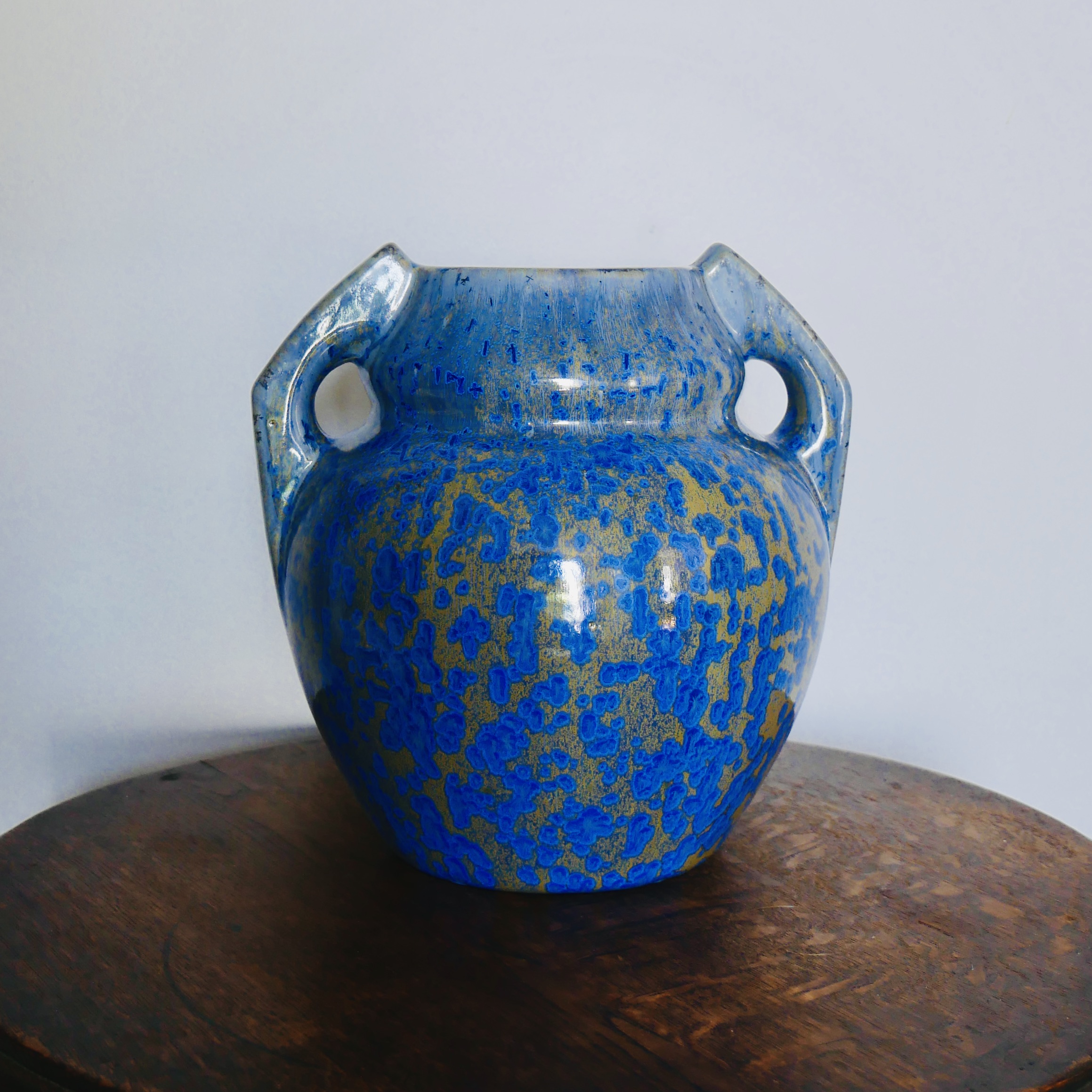 Vase Art Deco, Pierrefonds, Bleu et Or, France - 9