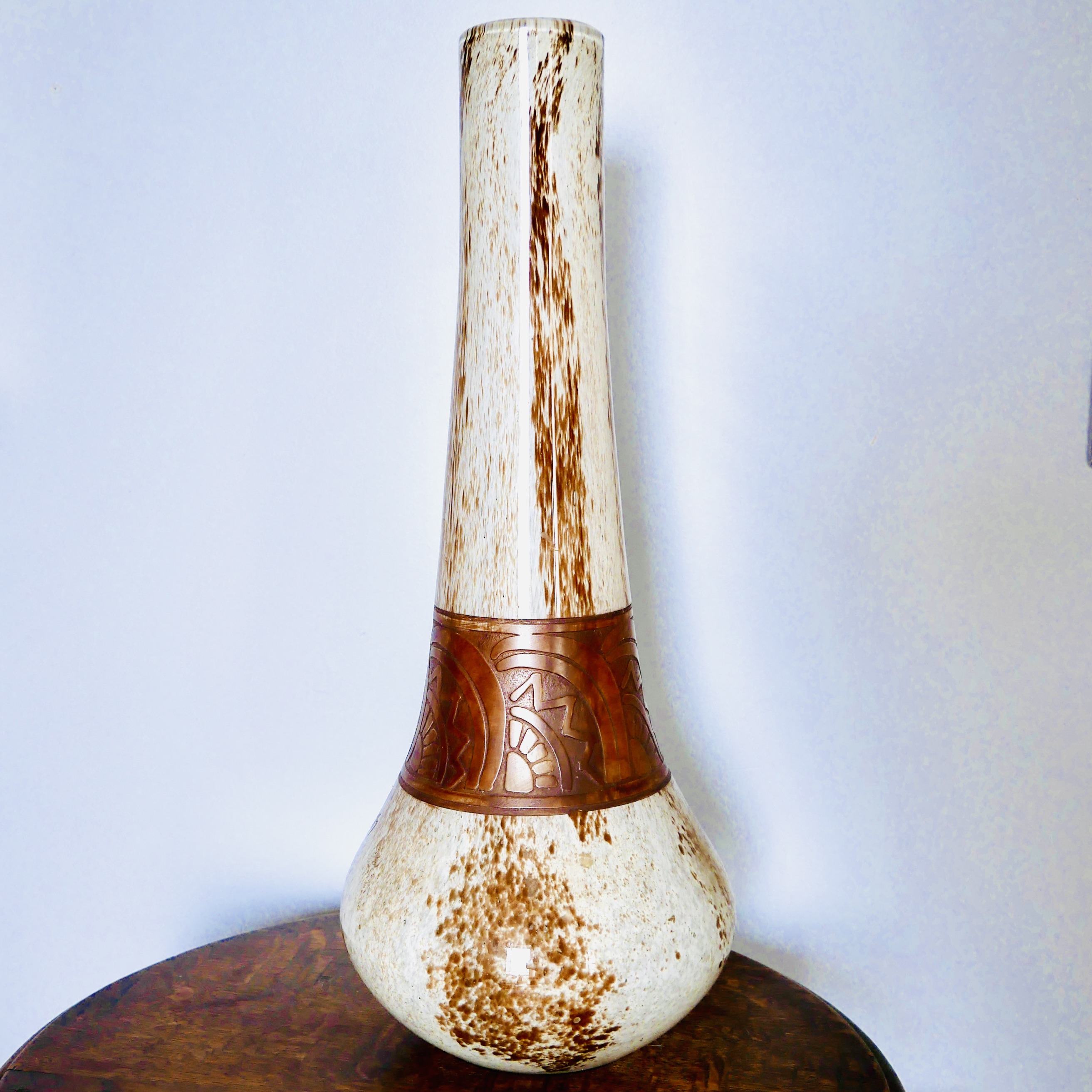 Grand Vase Art Deco, Blanc et Brun, Legras , France - 3