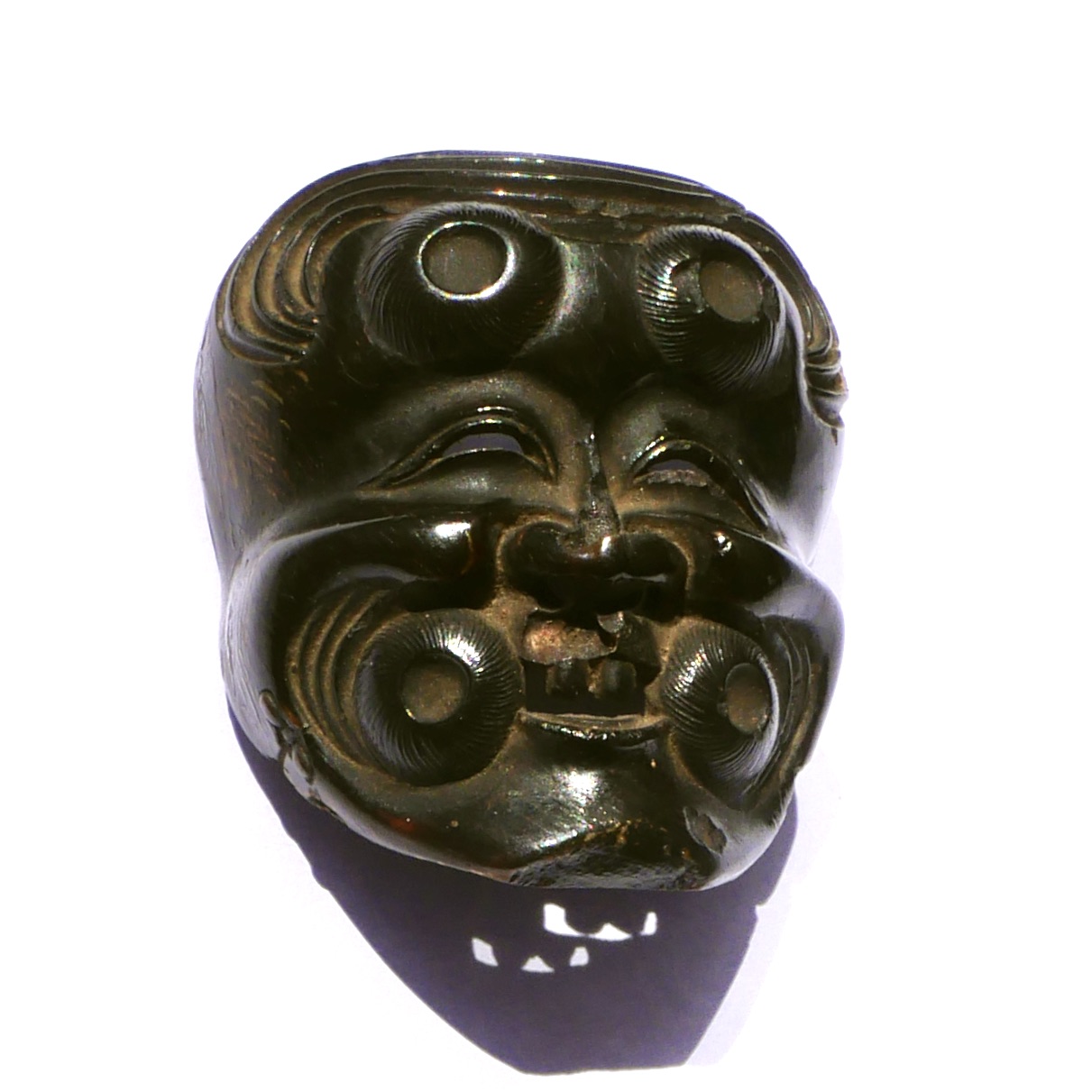 Masque Miniature Ojime, Bois, Japon, Edo - 2