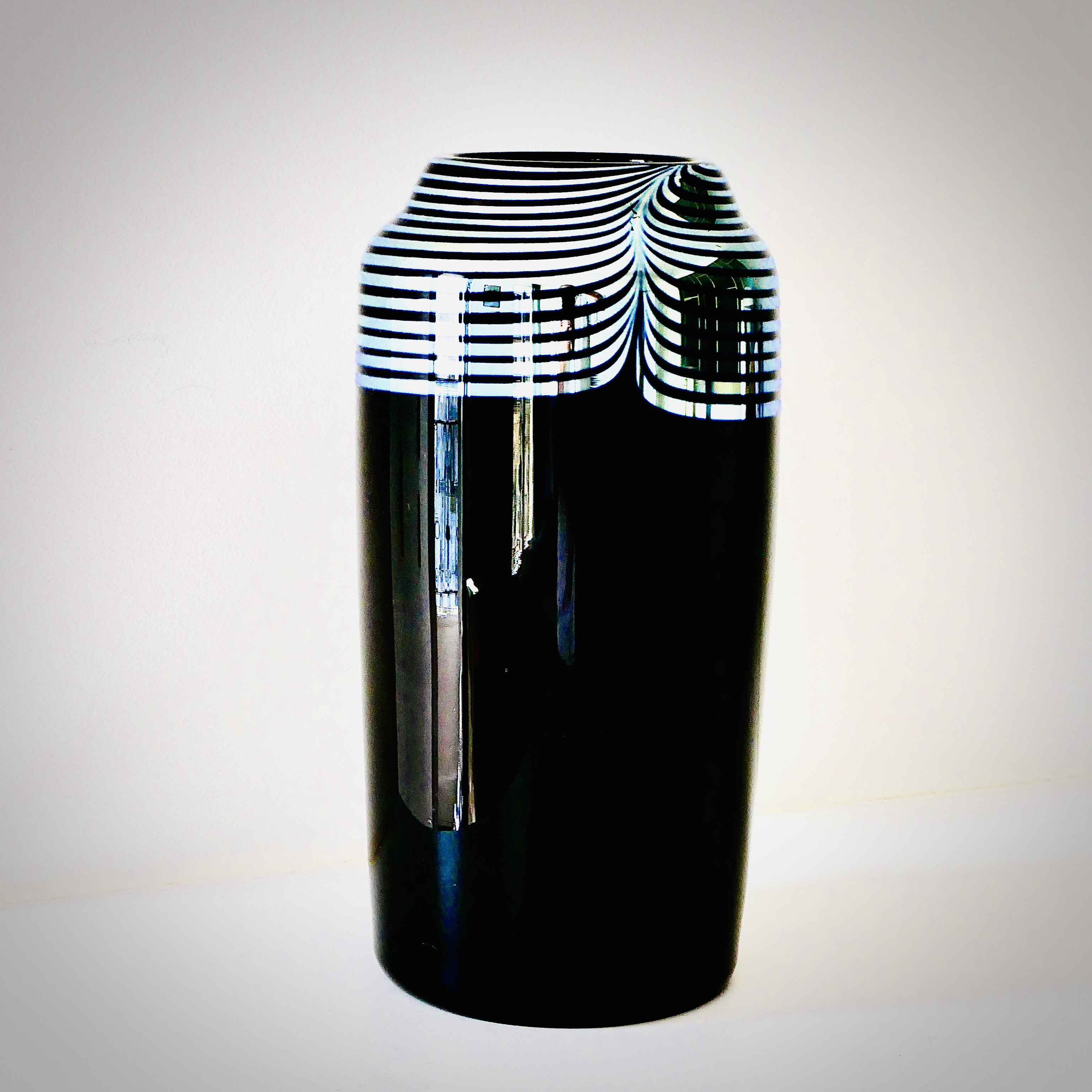 Vase en Verre d'Art, Noir et Agent, Correia, USA, 1984