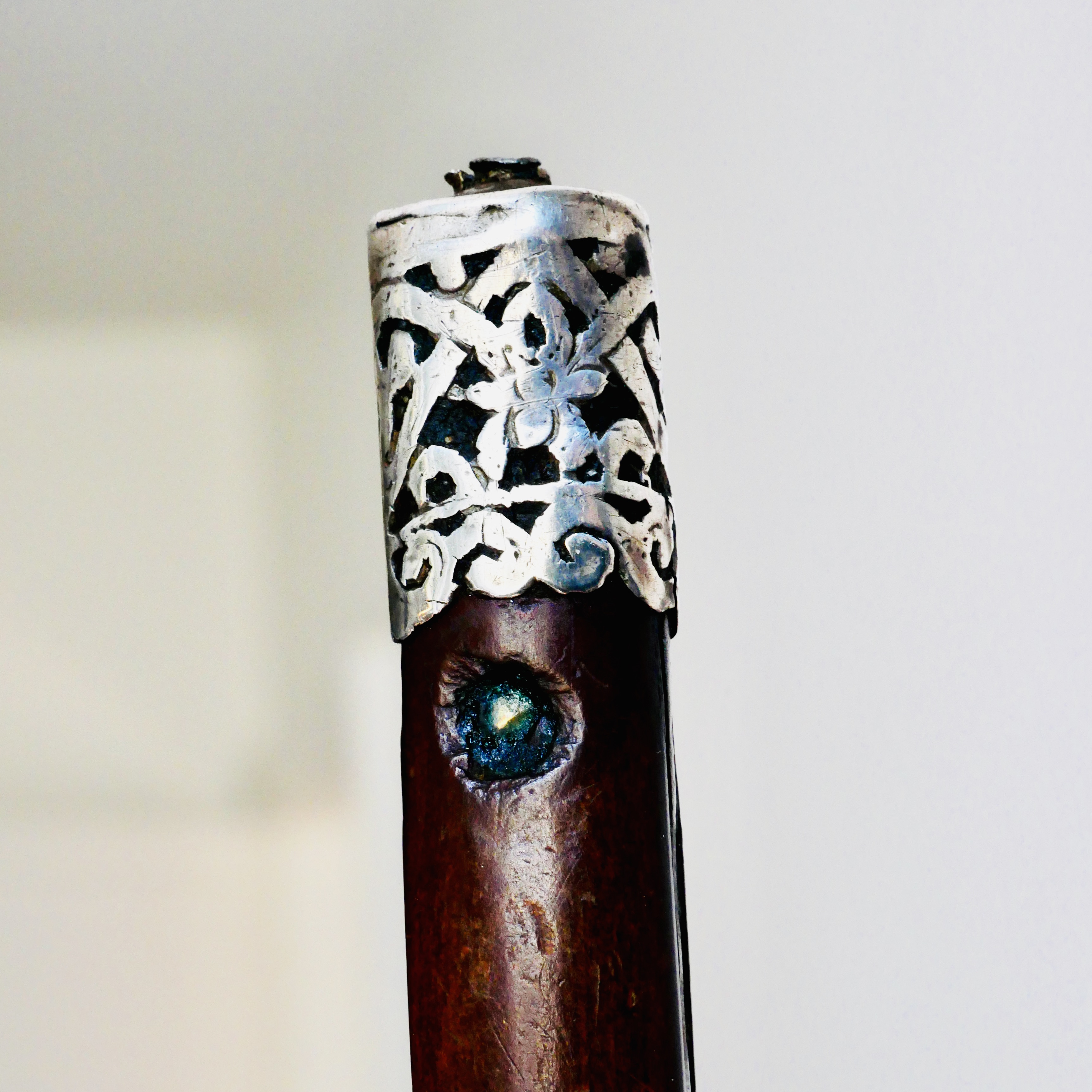 Couteau de Prestige type Khet Khutga à Motifs Auspicieux, Argent et Bois, Chine / Mongolie, fin 19e - début 20e - 6